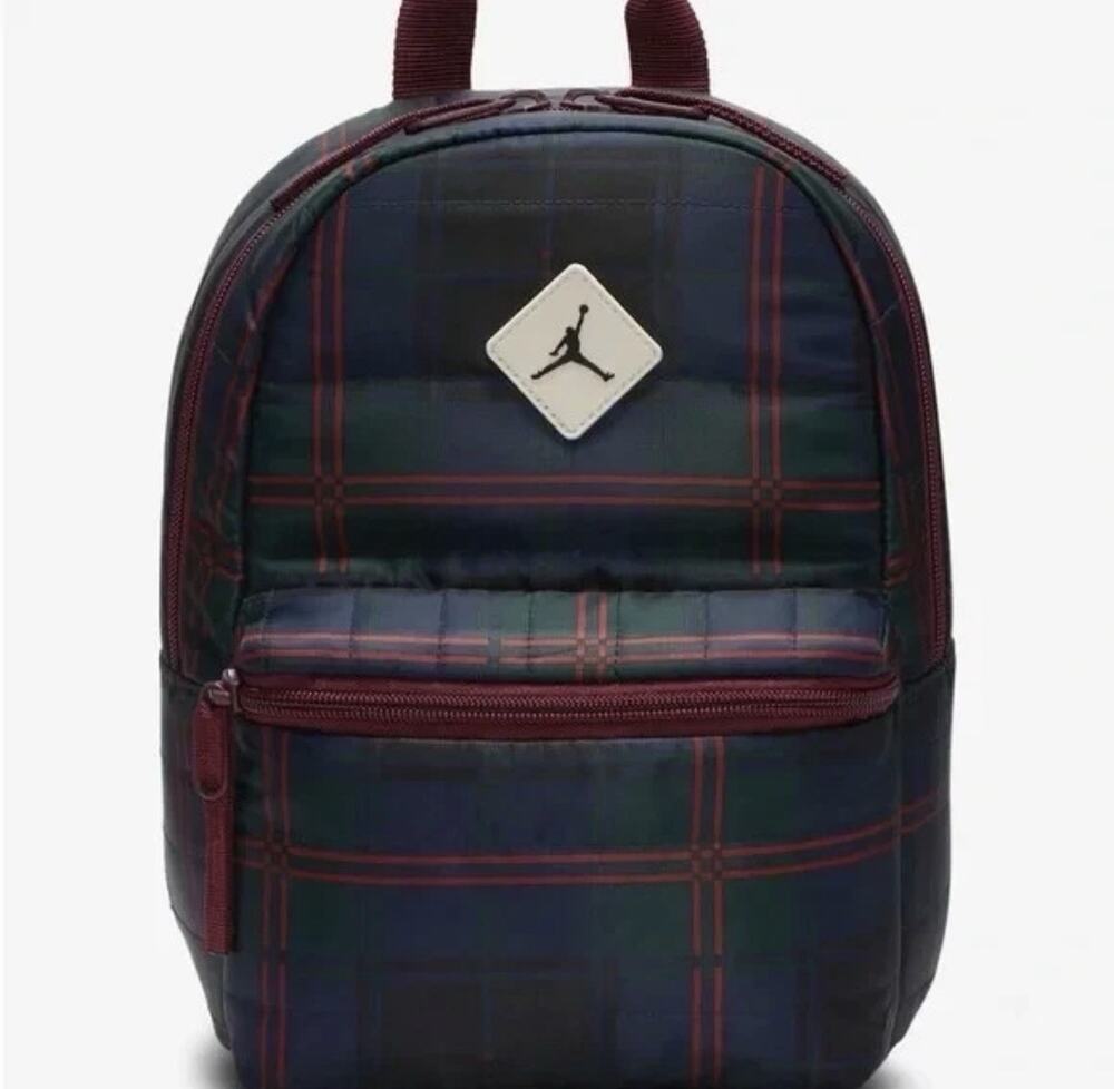 Jordan Boys Mini Backpack Plaid Obsidian Blue Green Burgundy NWT Styl 7A0726-695